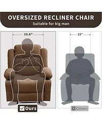 gaomon Wide Rocker Recliner Chair for Adults, Manual Oversized Chairs w/Armrest, Backrest, 2 Cup Holders, Side Pocket