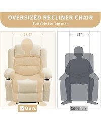 gaomon Wide Rocker Recliner Chair for Adults, Manual Oversized Chairs w/Armrest, Backrest, 2 Cup Holders, Side Pocket