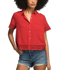 Lucky Brand Women's Cutwork Camp Collar Shirt