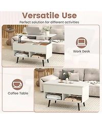 Slickblue Coffee Table Lift Top Hidden Storage 2 Open Shelves