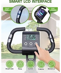 Sportneer Foldable Stationary Bike 4 in 1 Indoor Cycling with 16 Level Magnetic Resistance Arm Band Pvc Floor Mat for Home Gym Workout