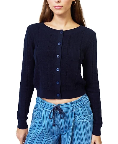 Central Park West Women's Clover Novelty Stitch Cardigan