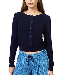 Central Park West Women's Clover Novelty Stitch Cardigan