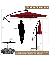 Sugift 10 ft Offset Patio Umbrella with Solar Led Lighting