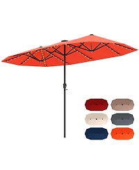 Sugift Large Patio Umbrella with Solar Led Lights and Crank