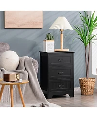 sumyeg 3 Drawers End Storage Wood Side Nightstand