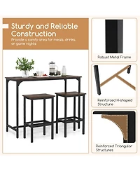 Gouun Industrial 3-Piece Counter-Height Bar Table Set with 2 Stools