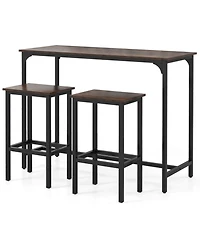 Gouun Industrial 3-Piece Counter-Height Bar Table Set with 2 Stools