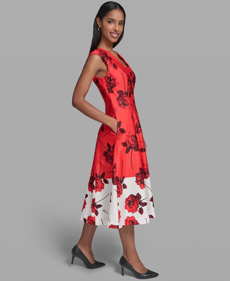 Karl Lagerfeld Paris Women's Printed Sleeveless V-Neck Dress