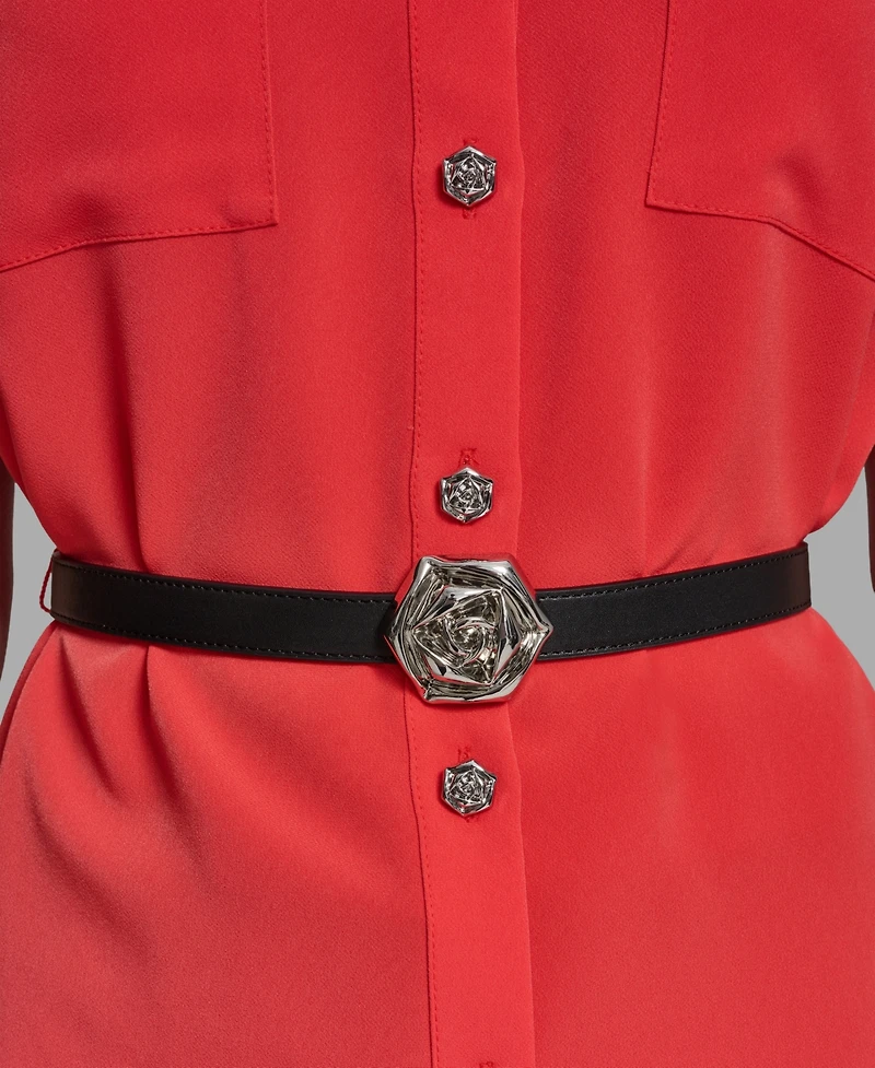 Karl Lagerfeld Paris Women's Belted Short-Sleeve Top