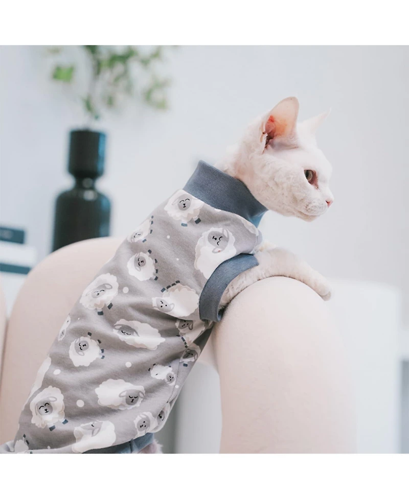 Aronkl Hairless Cat Cotton T-shirts Sleeveless Round Collar Pet Clothes for Sphynx Devon Rex Small Dogs