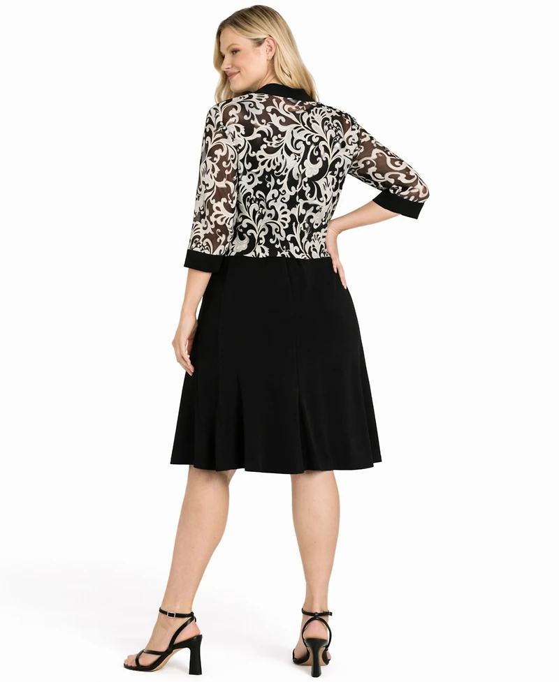 R & M Richards Plus Scoop Neck Jacket Dress