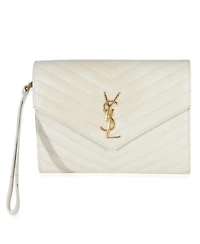 Pre-Owned Saint Laurent Creama Soft Grain De Poudre Triquilt Monogram Clutch