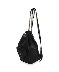 Pre-Owned Saint Laurent Black Matelasse Lambskin Monogram Joe Backpack
