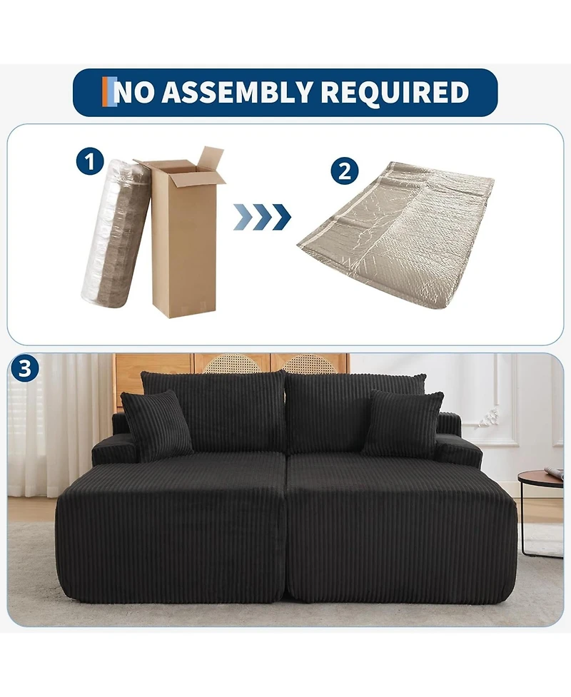 gaomon Oversized Chaise Lounge Chair 79 69" Indoor Double Cloud Boneless Couch with 4 Pillows Armrests Deep Seat No Assembly Required Comfy Corduroy