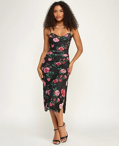Emerald Sundae Juniors' Printed Sweetheart Neck Midi Dress