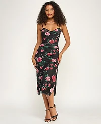 Emerald Sundae Juniors' Printed Sweetheart Neck Midi Dress