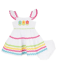 Rare Edition Baby Girls' Square Neck Dress With Diaper Cover