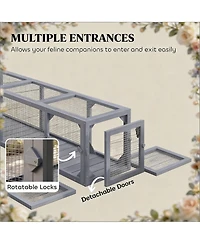 Zeus & Ruta Outdoor Spacious Wooden Cat Enclosure with Tunnel Run, Window View and Play Area