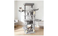 Zeus & Ruta 68 in Cat Tree with Hammock Basket Cave Scratching Post Plush Cushion Tower