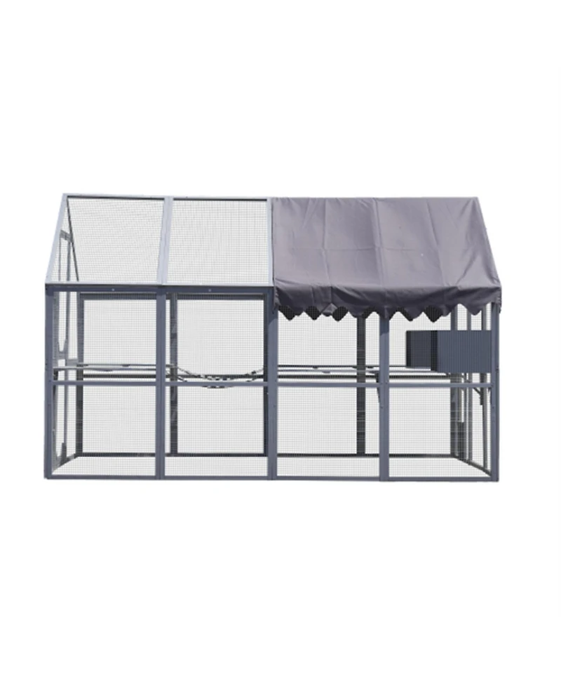 Zeus & Ruta Large Outdoor Cat House 110" Playpen with Platforms and Upgrade Waterproof Cover for Kittens