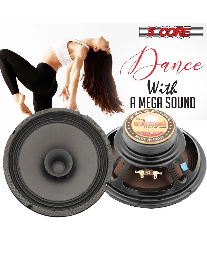 5 Core 8" Subwoofer 1000W Dual Cone Car Audio Sub Woofer 4 Ohm Deep Bass Replacement Loud Speaker