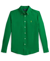 Polo Ralph Lauren Boys' 8-20 Embroidered Long-Sleeve Linen Shirt