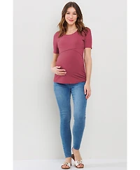 Hello Miz Maternity Short Sleeve Ribbed Crossover Nursing T-Shirt
