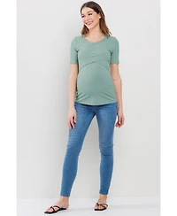 Hello Miz Maternity Short Sleeve Ribbed Crossover Nursing T-Shirt