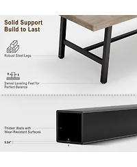 homfan Industrial Dining Table for 6-8, 70.87'' Rectangular Table, Black Metal Frame, Rustic Wood Top, Modern Furniture Home, Living Room, Patio