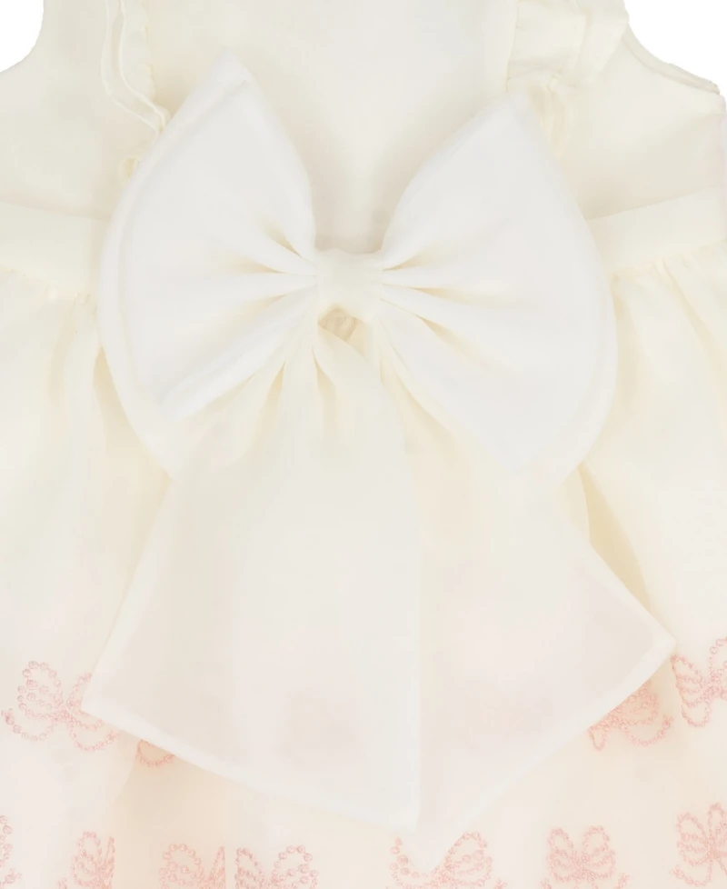 Rare Editions Baby Girls' Bow Embroidered Dress with Diaper