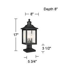 John Timberland Moray Bay High Mission Outdoor Post Light Fixture Pole Porch with Pier Mount Adapter 3-Light Glass Shade
