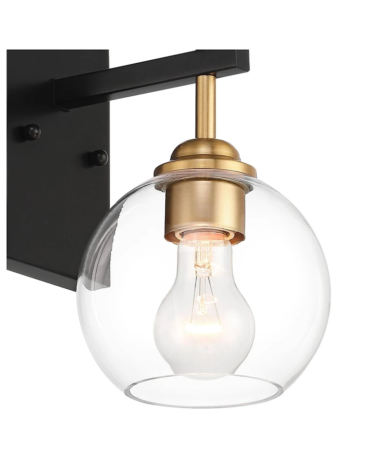 360 Lighting Duka Modern Wall Sconce Gold and Black Hardwire 6" Fixture Clear Glass for Bedroom Bathroom Vanity Living Room Home