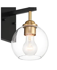 360 Lighting Duka Modern Wall Sconce Gold and Black Hardwire 6" Fixture Clear Glass for Bedroom Bathroom Vanity Living Room Home