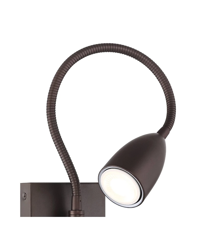 360 Lighting Lido Adjustable Gooseneck Bronze Plug-In Wall Reading Light Set of 2