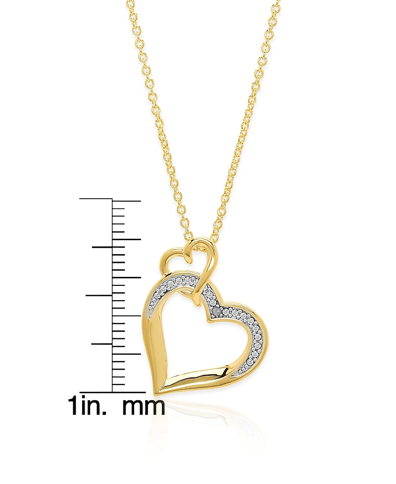 Macy's Diamond Accent 0.005 ct. t. w. Double Heart Pendant, 18'' Necklace