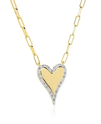 Macy's Diamond Accent 0.005 ct. t. w. Elongated Heart Pendant, 18'' Paperclip Chain Necklace