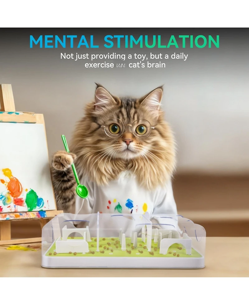 Aronkl Interactive Cat Puzzle Feeder Slow Feed Maze Multiple Difficulty Levels Mental Stimulation Detachable Non Slip