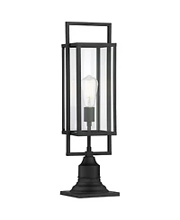 Possini Euro Design Jericho 22" High Modern Outdoor Post Light Fixture Pole Porch with Pier Mount Adapter Black Metal Glass Shade