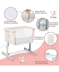 Sugift Portable Baby Bedside Bassinet with Adjustable Heights and Bag