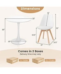 Gymax Modern 5 Pcs Dining Set Round Dining Table 4 Chairs for Small Space Kitchen