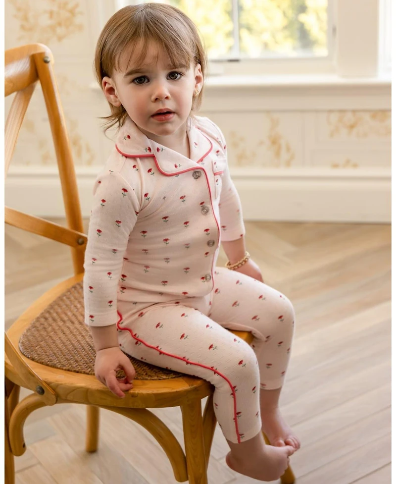 MeMoi Little Girls 2 Piece "Plant Your Dreams & Grow Happy" Pointelle Lounge Set