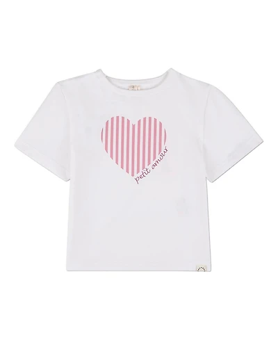 MeMoi Girls "Petit Amour" Heart-Themed Cotton-Rich Short-Sleeve T-Shirt