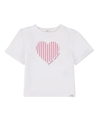 MeMoi Girls "Petit Amour" Heart-Themed Cotton-Rich Short-Sleeve T-Shirt