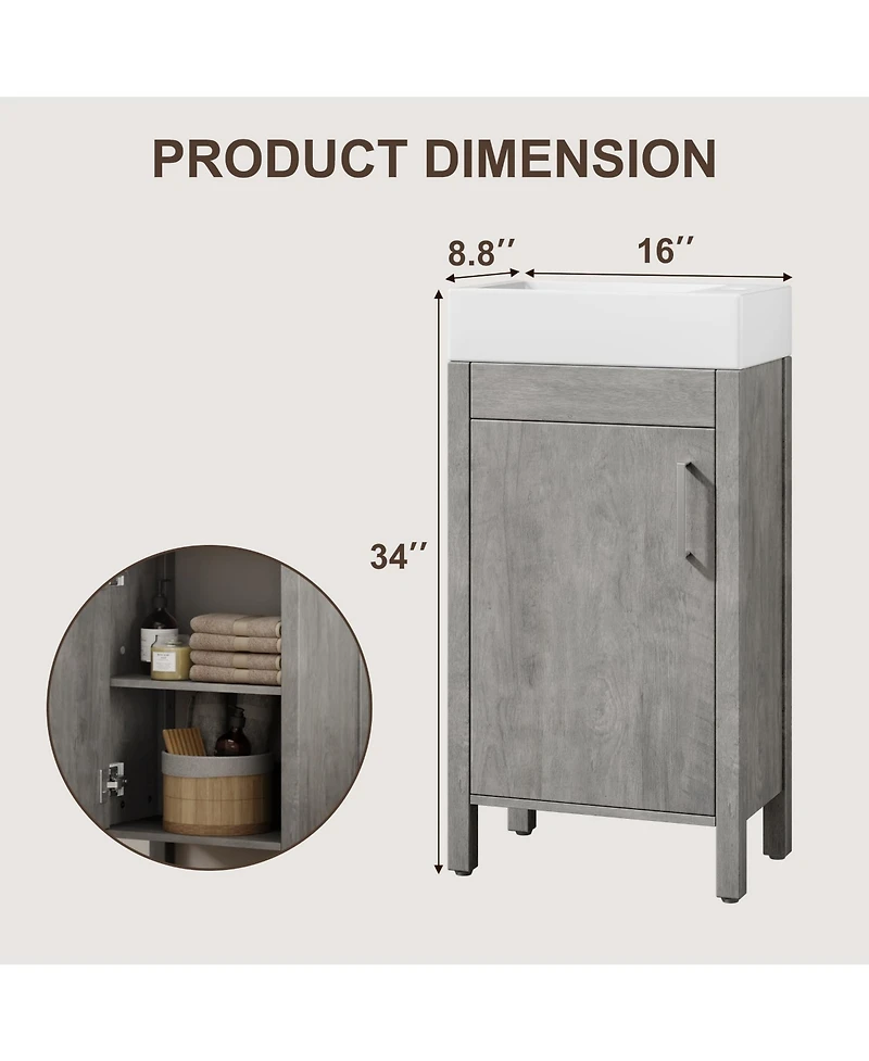 homfan 30" Bathroom Vanity with Sink, Freestanding Sink Cabinet 2 Soft-Closing Doors and Large Storage Drawer, Wood