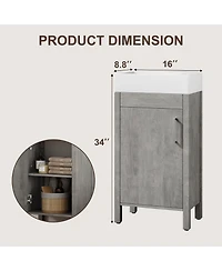 homfan 30" Bathroom Vanity with Sink, Freestanding Sink Cabinet 2 Soft-Closing Doors and Large Storage Drawer, Wood