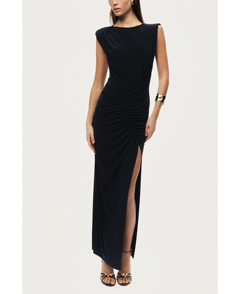 Nocturne Women's Ruched Side-Slit Maxi Dress
