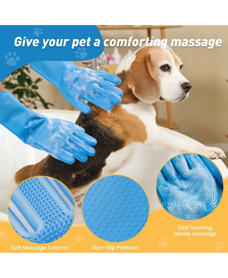 Aronkl Pet Bath Grooming Kit with Shampoo Brush Washing Gloves Comb Quick Dry Towel for Dogs Cats