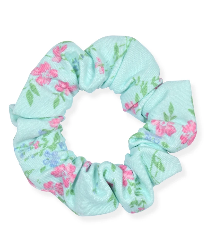 Max & Olivia Girls' 7-16 Short-Sleeve Top and Mint Floral Shorts Sleep Play with Scrunchie, 3-Piece Set
