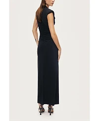 Nocturne Women's Ruched Deep V-Neck Maxi Dress
